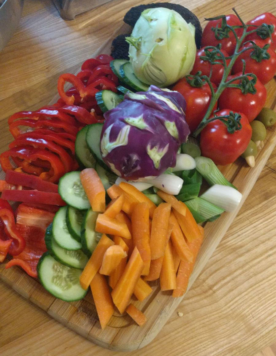 Unsere Gemüseberge für den Verzehr auf der Selbstversorgerhütte